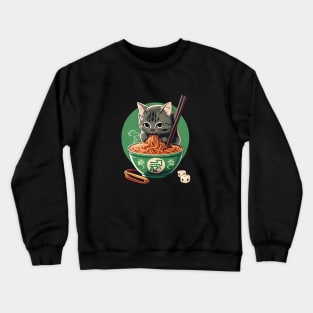 cute cat eating ramen Crewneck Sweatshirt